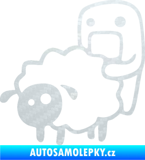 Samolepka Domo 005 levá love sheep 3D karbon bílý