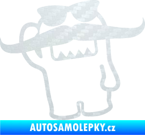 Samolepka Domo 016 levá s knírem 3D karbon bílý