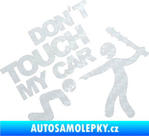 Samolepka Dont touch my car 003 3D karbon bílý