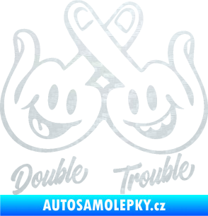 Samolepka Double trouble smajlíci f*ck 3D karbon bílý