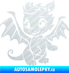 Samolepka Dragon 054 levá roztomilý dráček 3D karbon bílý