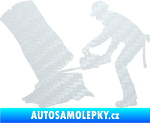 Samolepka Dřevorubec 003 levá 3D karbon bílý
