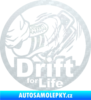 Samolepka Drift for life 3D karbon bílý
