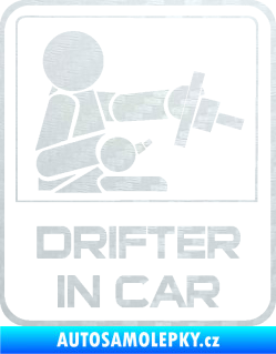 Samolepka Drifter in car 002 3D karbon bílý