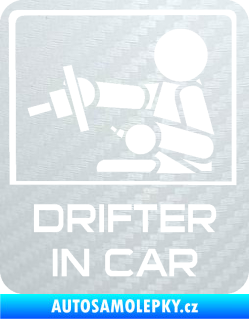 Samolepka Drifter in car 003 3D karbon bílý
