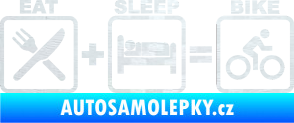 Samolepka Eat sleep bike 3D karbon bílý