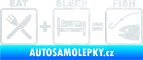 Samolepka Eat sleep fish 3D karbon bílý