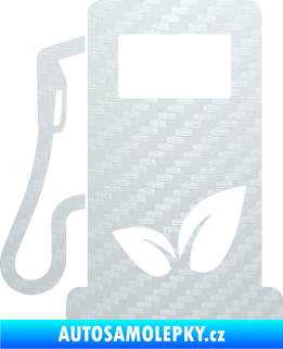 Samolepka Elektro auto 001 levá symbol eko čerpací stanice 3D karbon bilý