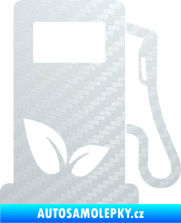 Samolepka Elektro auto 001 pravá symbol eko čerpací stanice 3D karbon bílý
