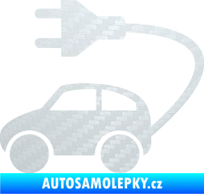 Samolepka Elektro auto 002 levá symbol zásuvka 3D karbon bilý