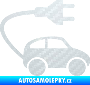 Samolepka Elektro auto 002 pravá symbol zásuvka 3D karbon bílý