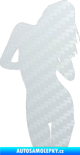 Samolepka Erotická žena 001 pravá 3D karbon bílý