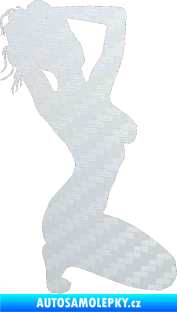 Samolepka Erotická žena 012 pravá 3D karbon bilý