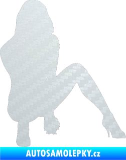 Samolepka Erotická žena 037 pravá 3D karbon bílý