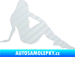 Samolepka Erotická žena 048 pravá 3D karbon bílý