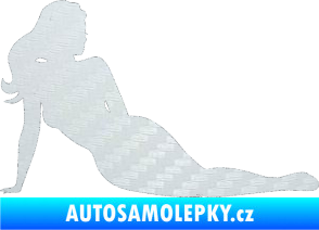 Samolepka Erotická žena 051 pravá 3D karbon bílý