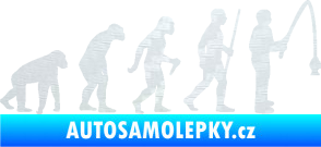 Samolepka Evoluce 005 rybář pravá 3D karbon bílý