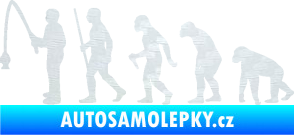Samolepka Evoluce 005 rybář levá 3D karbon bílý