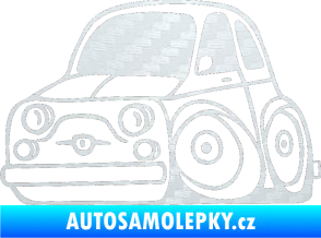 Samolepka Fiat 500 karikatura levá 3D karbon bílý
