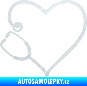Samolepka Fonendoskop 002 levá  zdravotní sestřička 3D karbon bílý