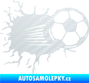 Samolepka Fotbalový míč 005 pravá 3D karbon bílý