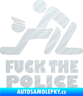 Samolepka Fuck the police 001 3D karbon bílý