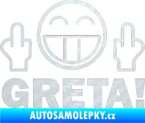 Samolepka Fuck you Greta 002 3D karbon bílý