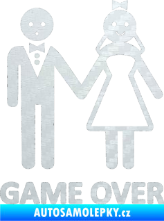 Samolepka Game over varianta svatba 3D karbon bílý