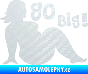 Samolepka Go big ! silueta tlusté ženy 3D karbon bílý