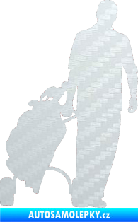 Samolepka Golfista 009 pravá 3D karbon bílý