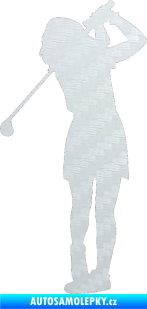Samolepka Golfistka 014 levá 3D karbon bilý