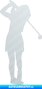 Samolepka Golfistka 014 pravá 3D karbon bilý