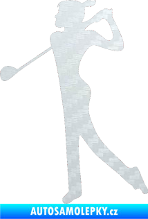 Samolepka Golfistka 016 levá 3D karbon bilý