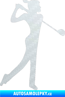 Samolepka Golfistka 016 pravá 3D karbon bílý