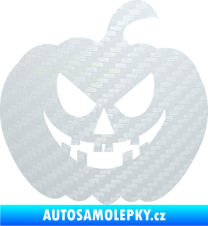 Samolepka Halloween 015 pravá dýně 3D karbon bílý