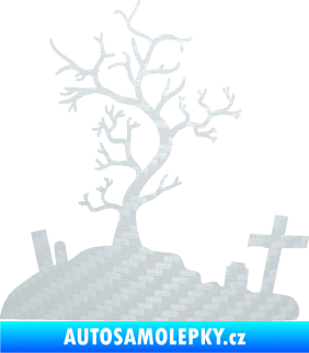 Samolepka Halloween 019 levá hřbitov 3D karbon bílý