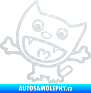 Samolepka Happy cat 001 levá 3D karbon bílý