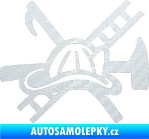 Samolepka Hasič 005 pravá 3D karbon bílý