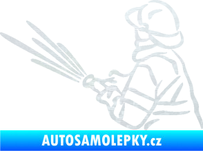Samolepka Hasič 015 levá 3D karbon bílý