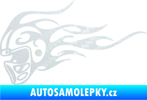 Samolepka Helma s plameny levá 3D karbon bílý