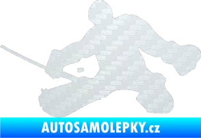 Samolepka Hokejista 015 levá brankář 3D karbon bílý