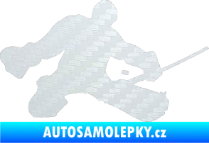 Samolepka Hokejista 015 pravá brankář 3D karbon bílý