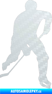 Samolepka Hokejista 022 pravá 3D karbon bílý