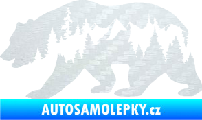 Samolepka Hory s medvědem levá 3D karbon bílý
