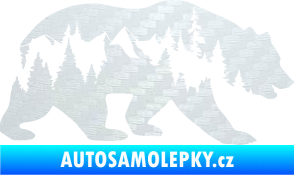Samolepka Hory s medvědem pravá 3D karbon bílý