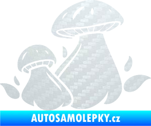 Samolepka Houby 002 pravá 3D karbon bílý