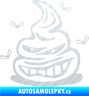 Samolepka Hovínko s mouchami levá 3D karbon bílý