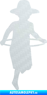 Samolepka Hula Hop 001 pravá dítě s obručí 3D karbon bílý