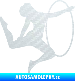 Samolepka Hula Hop 002 pravá gymnastka s obručí 3D karbon bílý