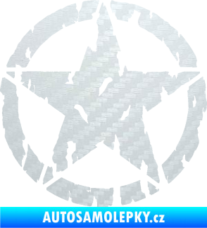 Samolepka Hvězda Army 010 potrhaná 3D karbon bílý